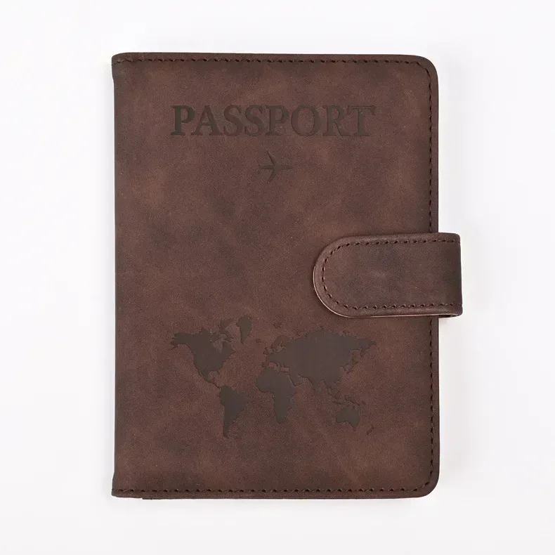 porte-passeport en cuir, portefeuille de voyage avec fente pour carte d'identité et carte de crédit, housse de passeport en cuir pu, protection de passeport bloquant rfid