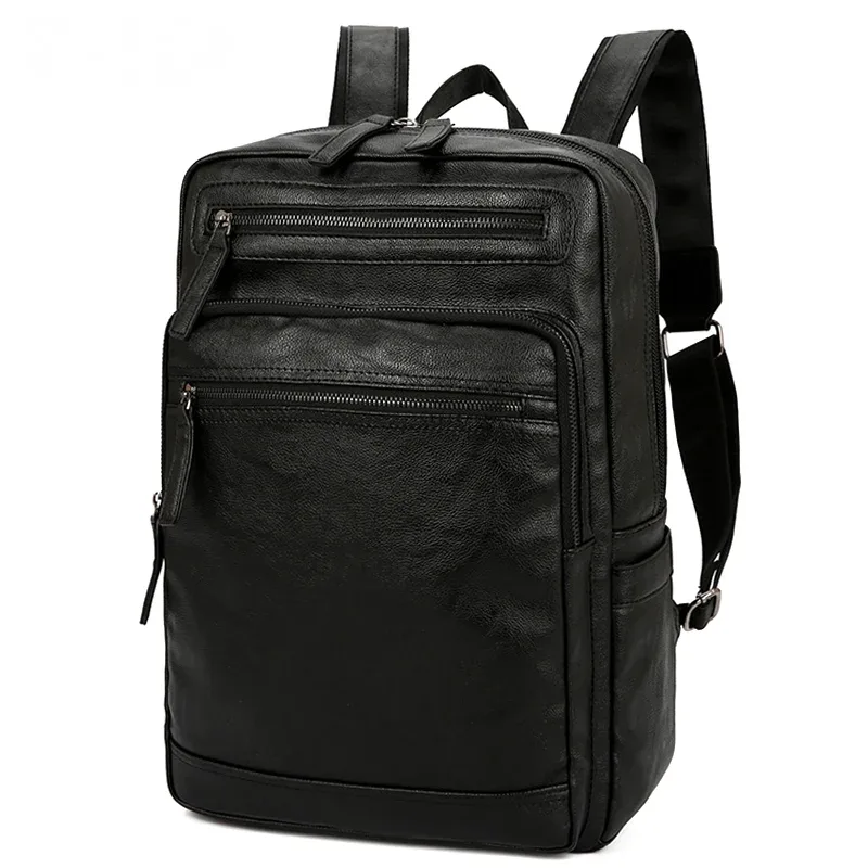 sac dos cuir véritable peau mouton noir poche latérale parapluie bandoulière souple froncé jacquard maille résine fermeture éclair voyage business école ordinateur