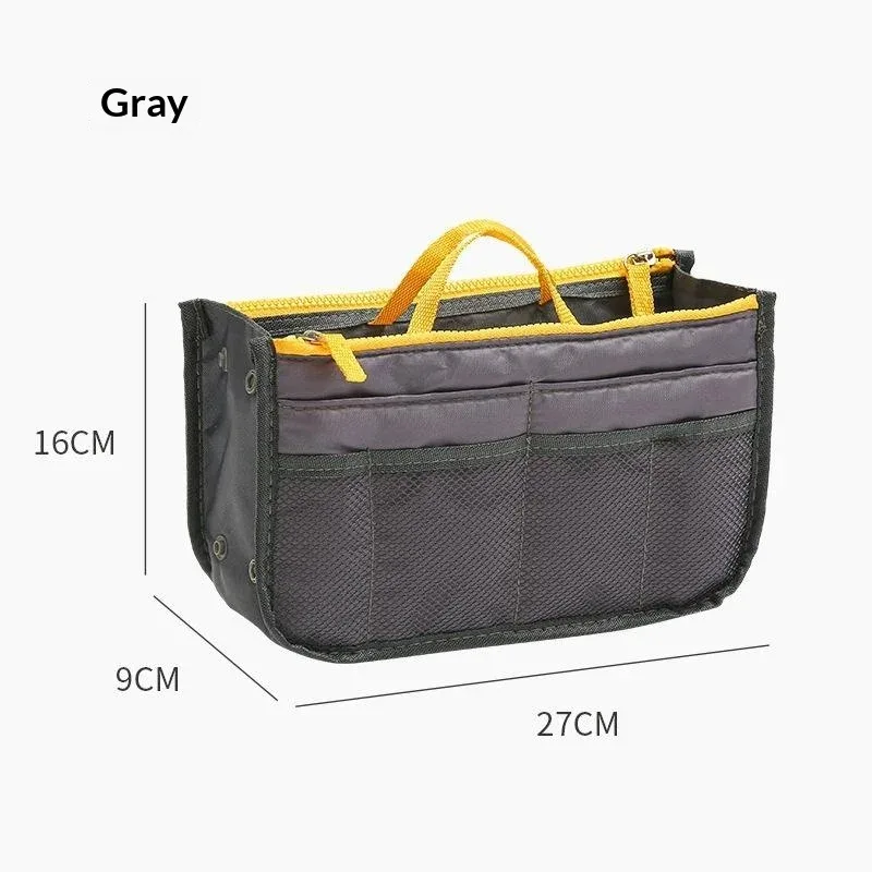 sac de rangement multifonctionnel à double fermeture éclair, grande capacité, pour le rangement et la classification des articles de maquillage et de toilette