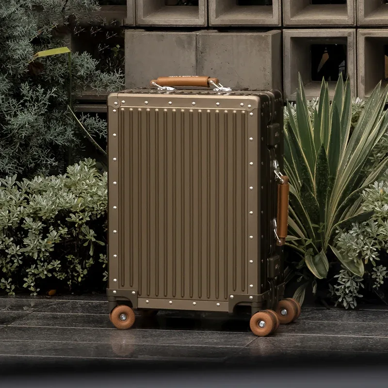 valise en aluminium hot metal, 20/24 pouces, 100% alliage aluminium-magnésium, couleurs contrastées, valise cabine à roulettes, serrure tsa