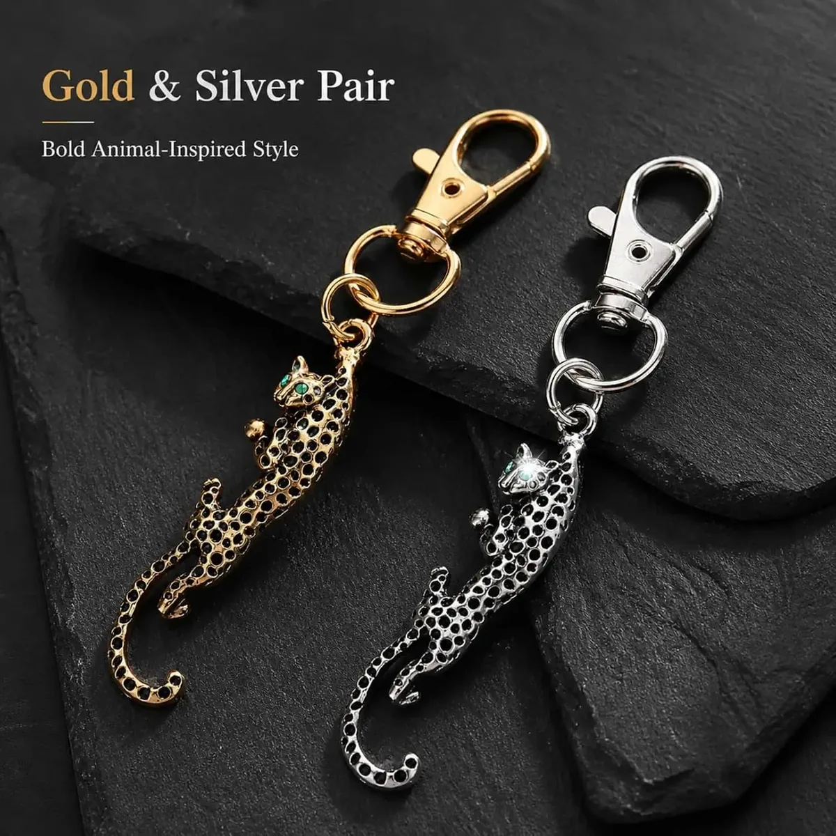 porte-clés panthère en métal cool pour hommes, breloque de sac léopard, pendentif animal creux, anneau de clés robuste, accessoires de luxe pour sac à dos