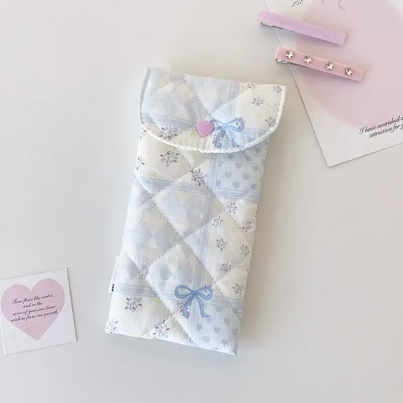 1 pièce, trousse à stylos à motif floral avec nœud, trousse de papeterie pour étudiants, sac de rangement portable pour lunettes pour filles, trousse de maquillage de voyage de grande capacité, cadeau