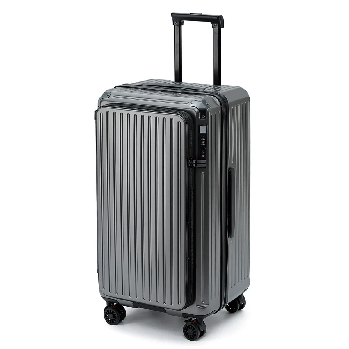    valise extensible de grande capacité avec serrure tsa, ouverture latérale, bagage à roulettes, coque rigide en pc, 20 pouces, bagage cabine pour voyage.