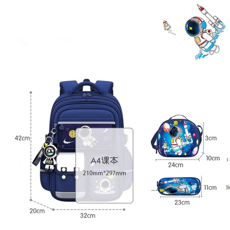 sac à dos pour enfants 3 pièces de la série astronaute, mignon et esthétique, grande capacité, pour élèves du primaire