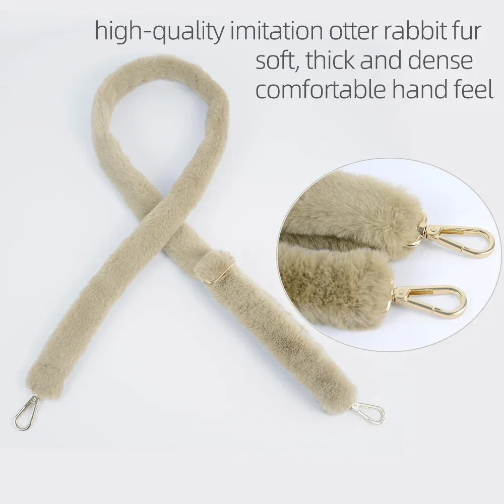 sangle de sac en peluche réglable, longue longueur chaude d'hiver, ceinture de remplacement en fourrure pour femmes, sacs à bandoulière, accessoires, 1 pièce