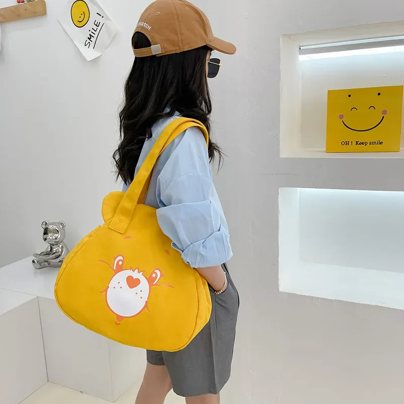 sac fourre-tout personnalisé pour femmes, filles, étudiant, personnalisé votre nom, sac en toile initié, sacs à main à bandoulière ours mignon, fourre-tout décontracté