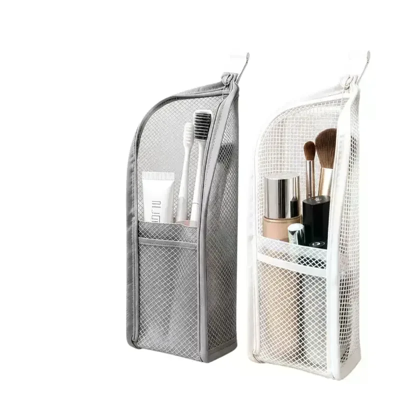 sac de toilette de voyage en maille respirante, avec poches de rangement, design vertical, pour les vacances et les voyages d'affaires, 1 pièce