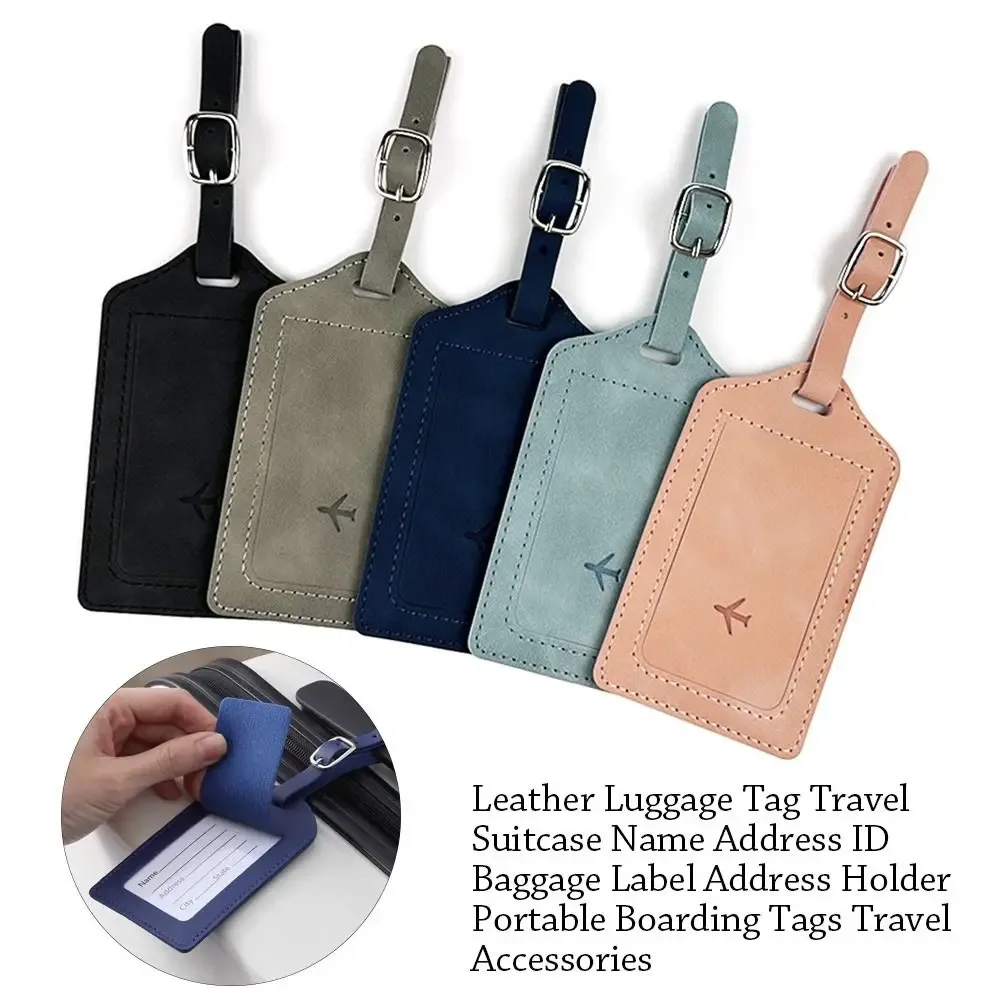 étiquette de bagage en cuir tendance, portable, avec papier de signature, étiquettes d'embarquement universelles pour hommes et femmes