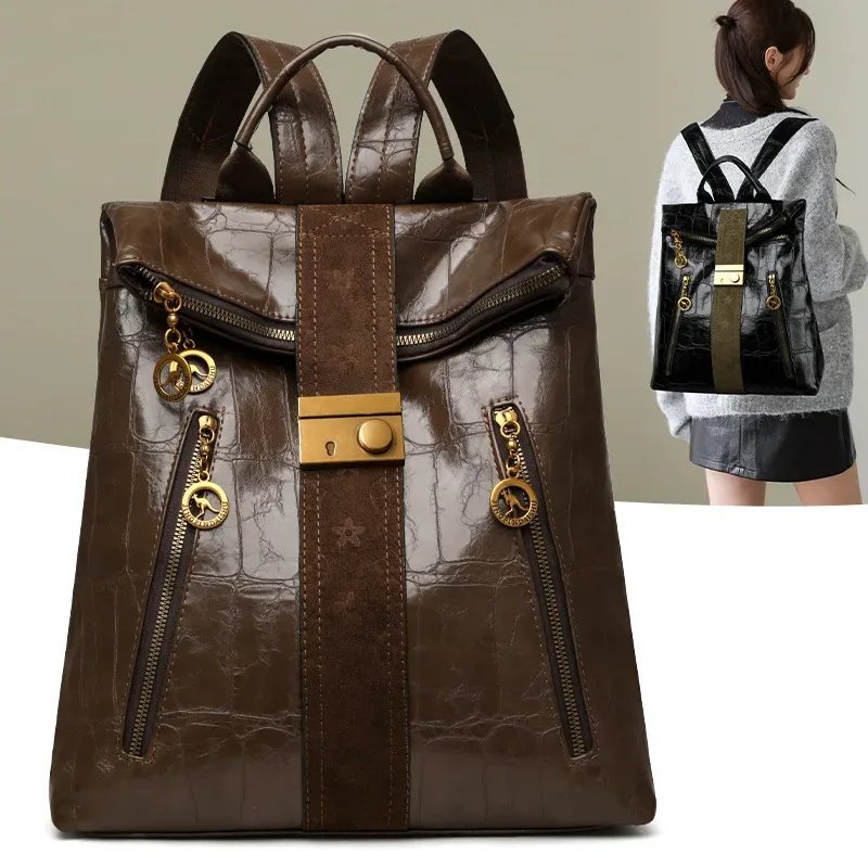 nouveau sac à dos de voyage en cuir de luxe 2026 pour femmes, grande capacité, sacs à bandoulière, cabas, sacs d'école pour ordinateur portable