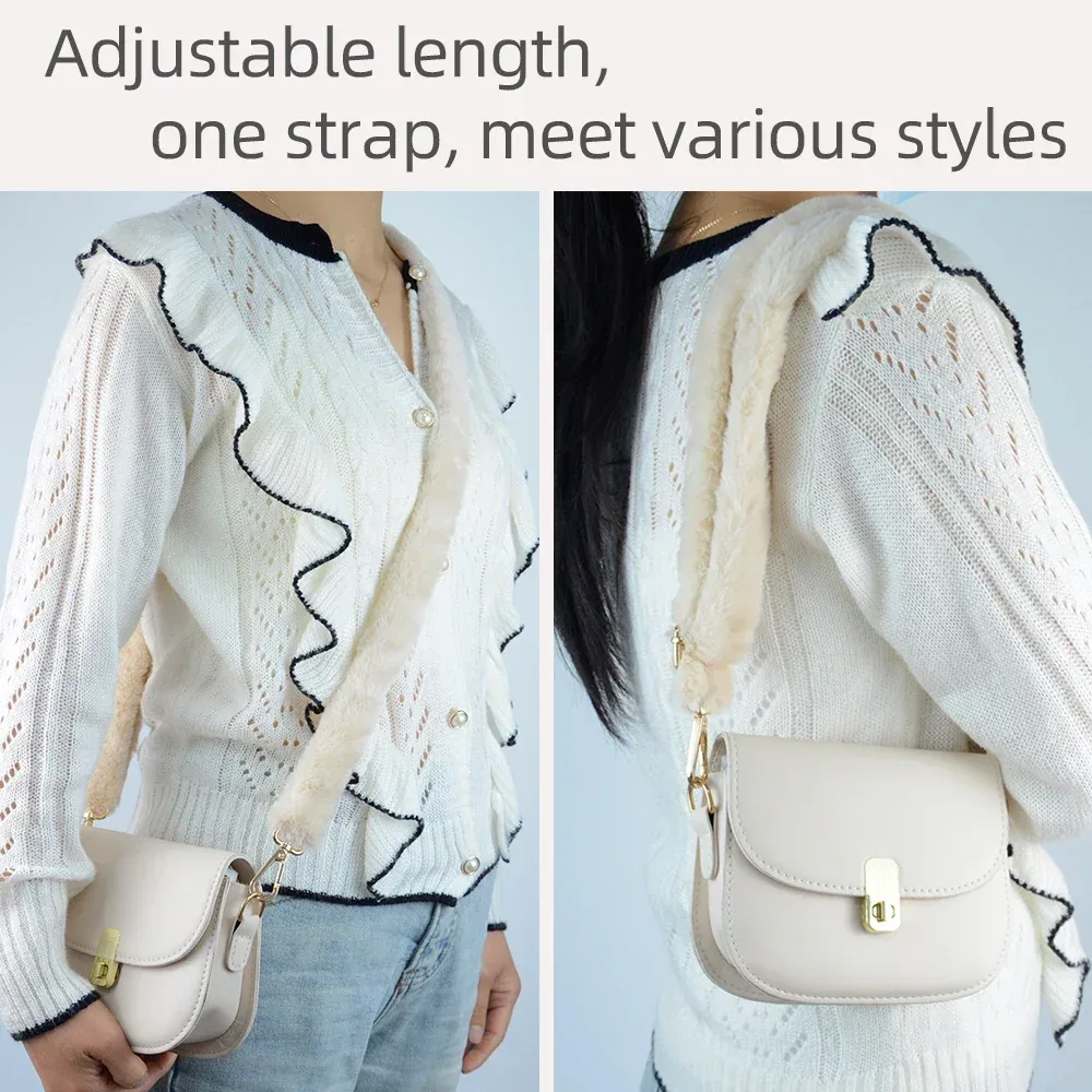 sangle de sac en peluche réglable, longue longueur chaude d'hiver, ceinture de remplacement en fourrure pour femmes, sacs à bandoulière, accessoires, 1 pièce