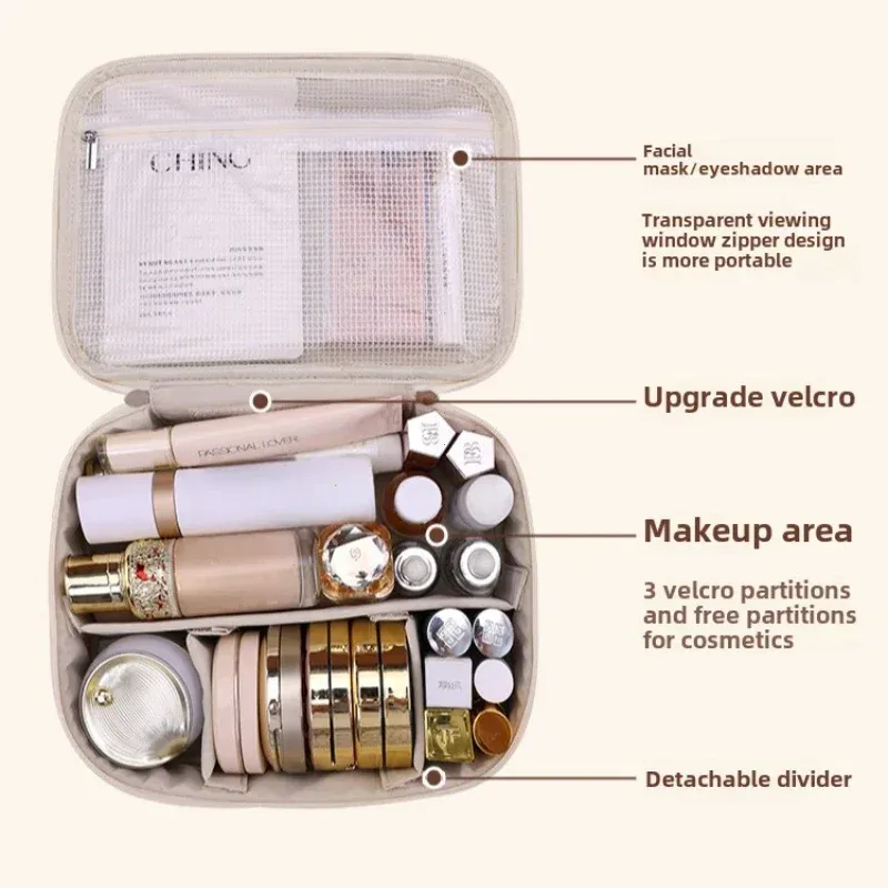 nouvelle trousse de toilette femme grande capacité, sac de maquillage portable de luxe pour voyage, pochette de rangement pour articles de toilette quotidiens