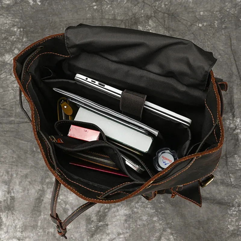 sac à dos de voyage en cuir véritable pour hommes, sac d'école de luxe, sac de week-end, véritable sac pour homme, sac pour ordinateur portable 17 ", qualité supérieure