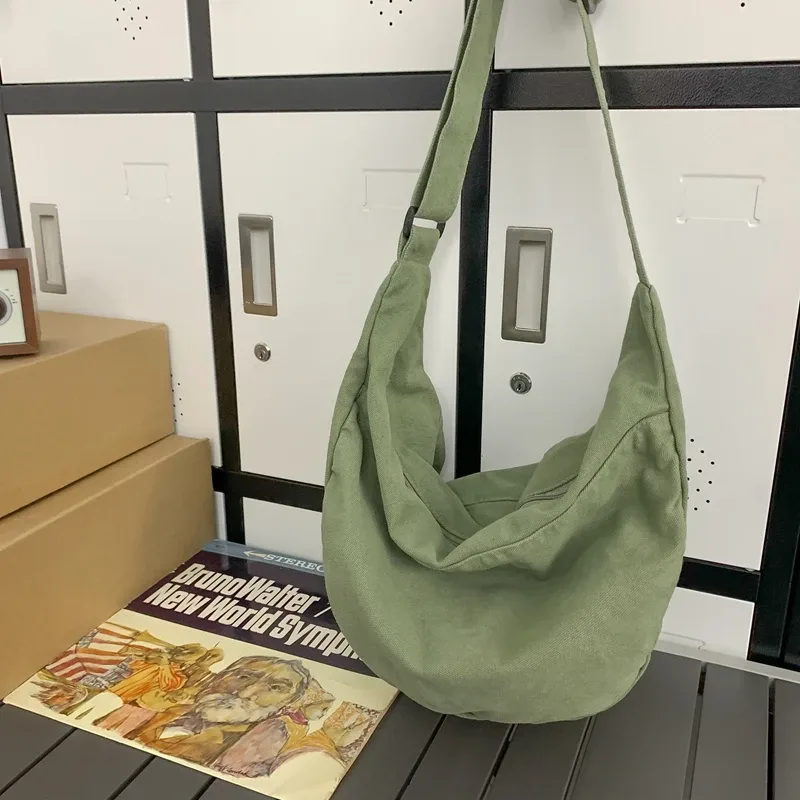 sacs à bandoulière en toile de couleur unie pour femmes, sacoche de shopping de grande capacité, sac à bandoulière pour étudiant, sac d'école unisexe