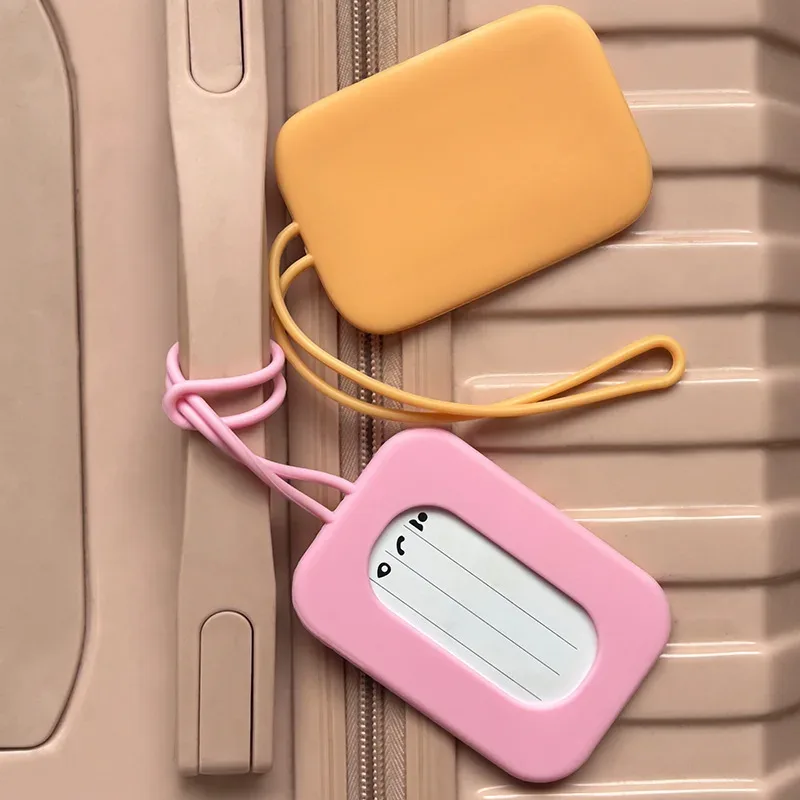 étiquettes de bagage de voyage en silicone, porte-nom et porte-carte d'identité, étiquette de valise de couleur unie, étiquette de bagage d'embarquement, accessoires de voyage