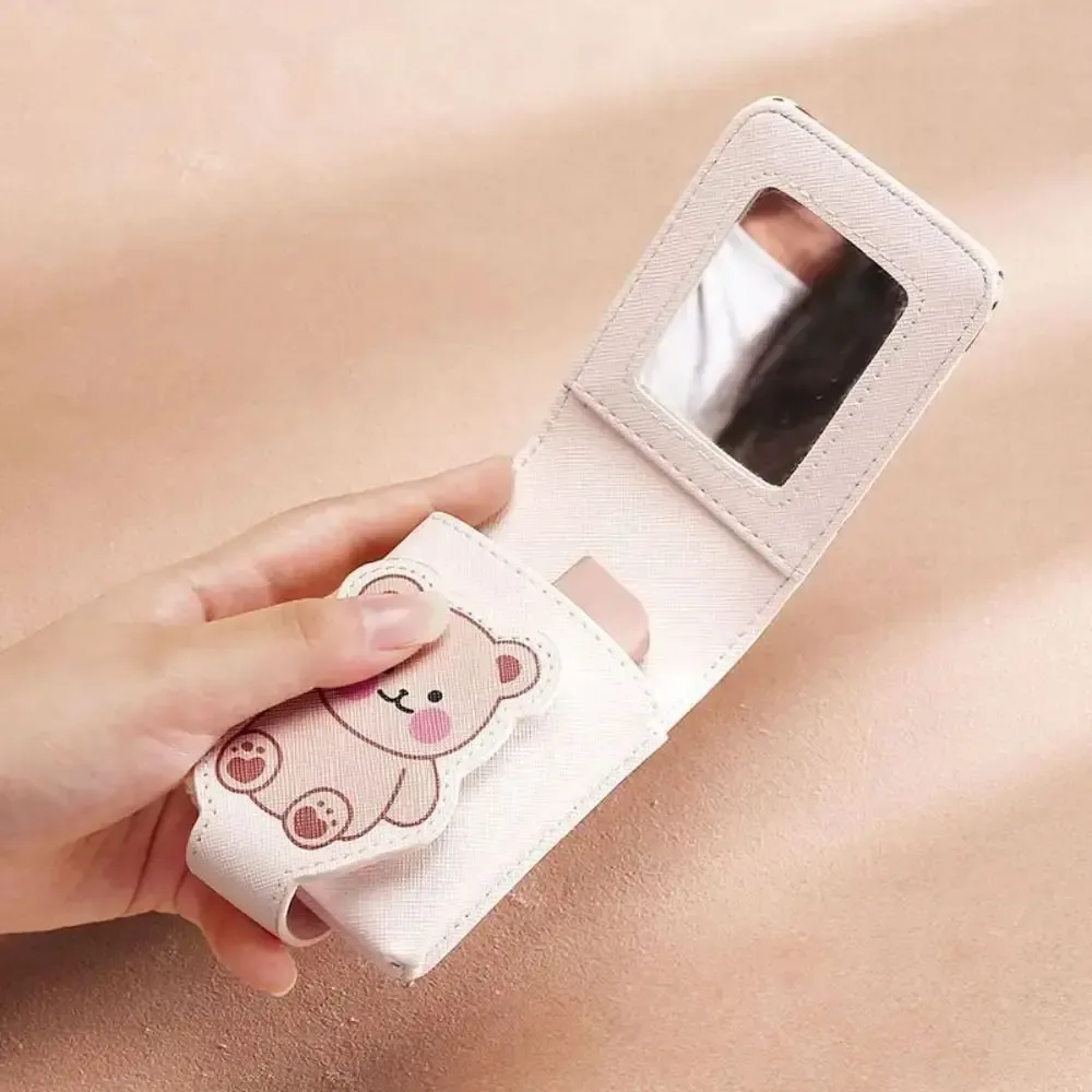 étui de rangement pour rouge à lèvres fashion cherry bear pour femmes, étui de voyage pour rouge à lèvres avec miroir, porte-rouge à lèvres en cuir pour filles