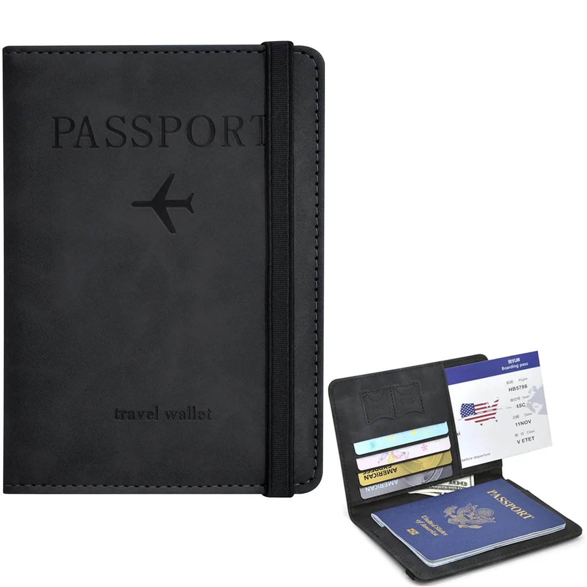porte-passeport, couverture portefeuille, essentiels de voyage, blocage rfid, étui pour cartes en cuir, accessoires de voyage internationaux pour femmes/hommes