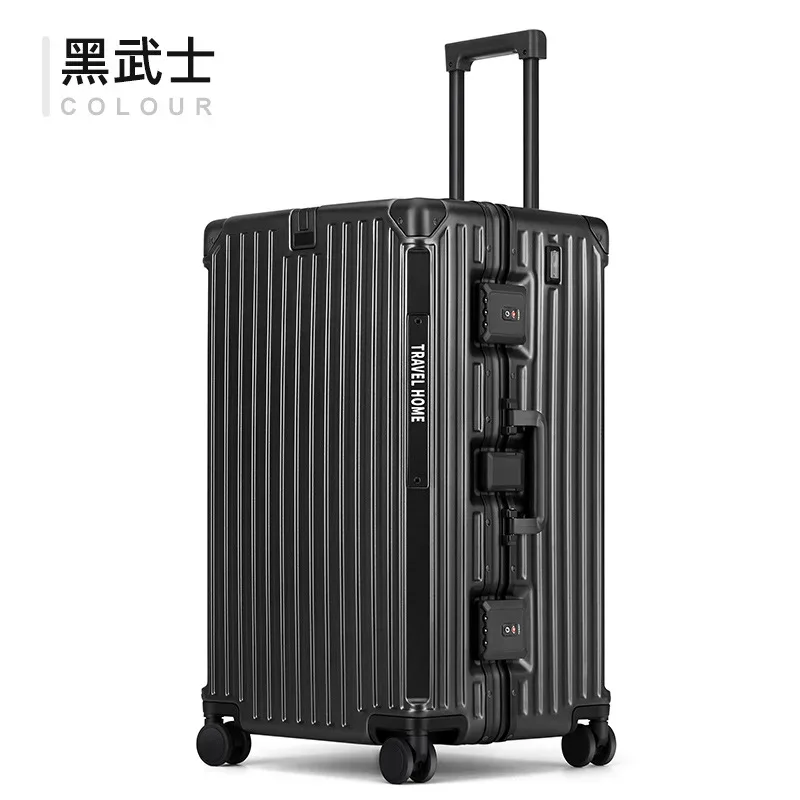 valise polycarbonate aluminium silhouette élégante bandes verticales design moderne roues toupie poignées télescopiques couleur noir blanc vert argent bagage voyage grande capacité