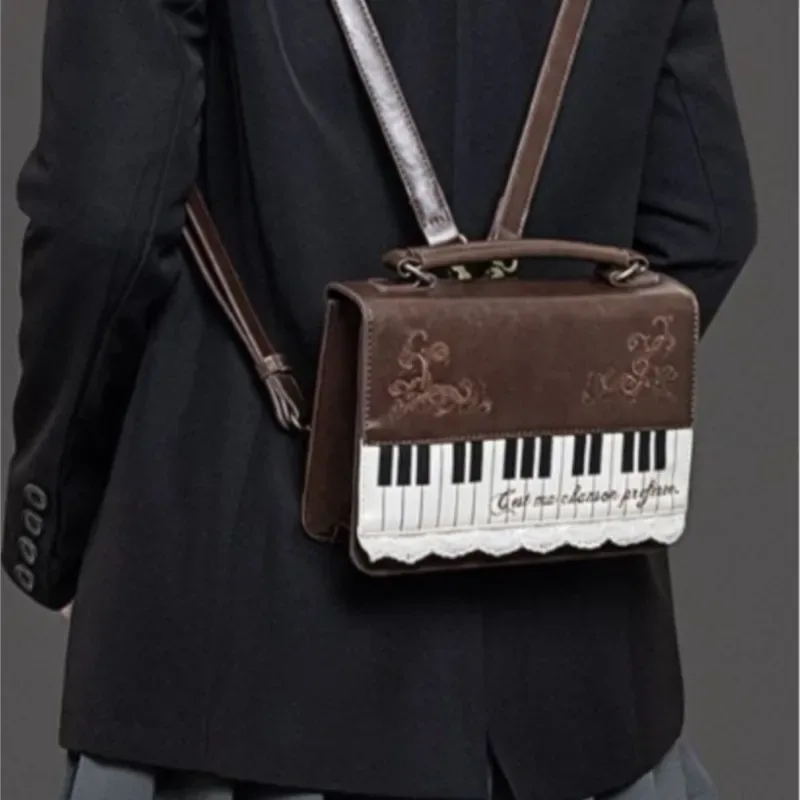 piano marron carré sac de messager sac à dos femmes harajuku vintage poignée sacs à bandoulière dames fée noyau esthétique sac à main 2025