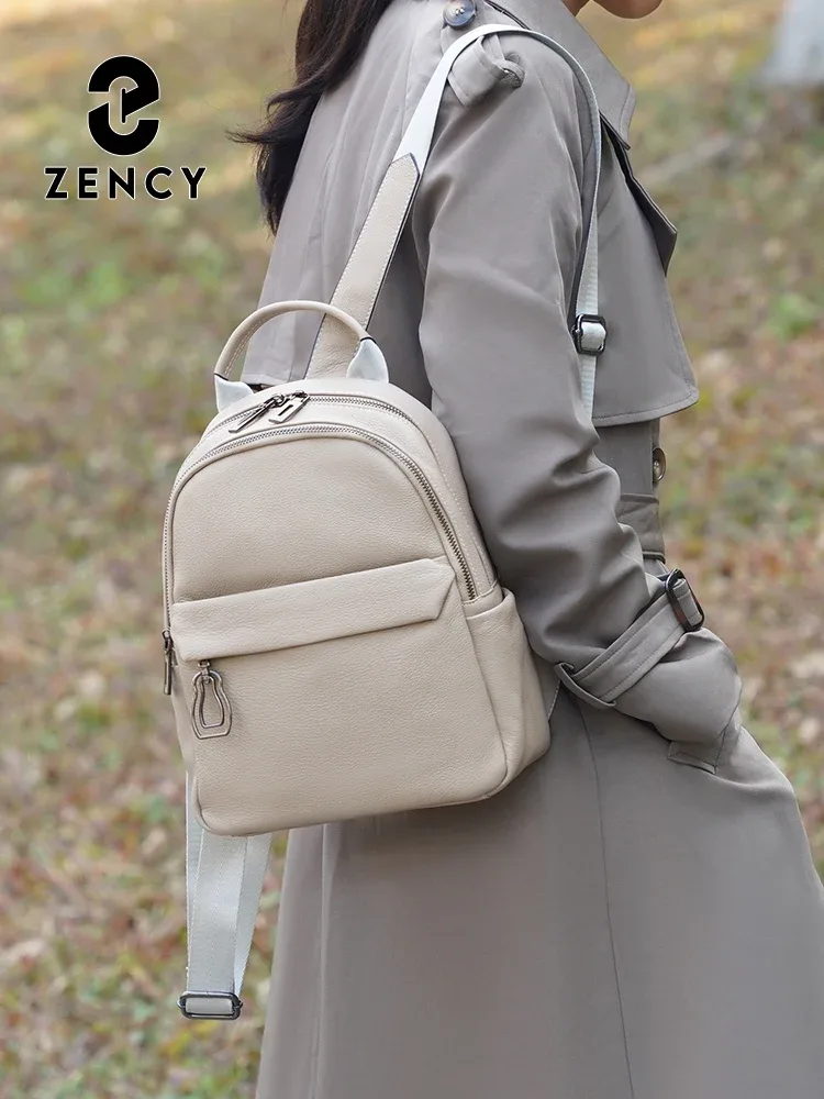zency – sac à dos 100% cuir véritable pour femmes, cartable de haute qualité pour les déplacements, les voyages et l'école, sac à dos vert, nouveau