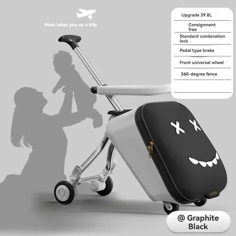 valise à roulettes de voyage pour enfants montable sur avion avec roulettes, bagages, promenade et marche, valise pour bébé, poussette pliante