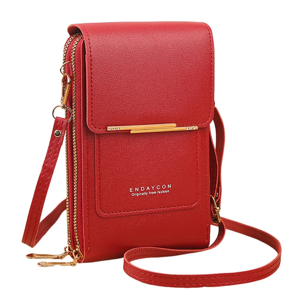 sac à bandoulière pour téléphone avec fenêtre tactile, en cuir premium, anti-rfid, léger, pour femme, portefeuille