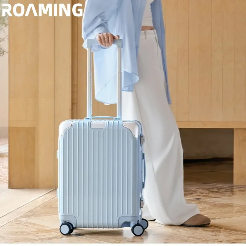 valise de luxe roaming en matériau pc avec cadre en alliage d'aluminium, serrure tsa, bagage à roulettes, grande capacité, 20/24/26/28/30 pouces
