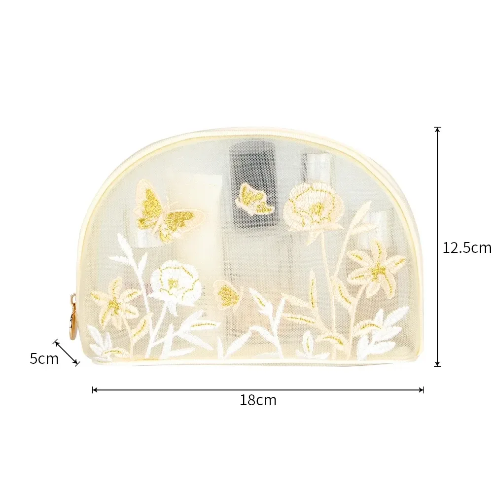 trousse de toilette portable grande capacité nouvelle broderie net ell organisateur de rangement cosmétique magnifique sac à cosmétiques