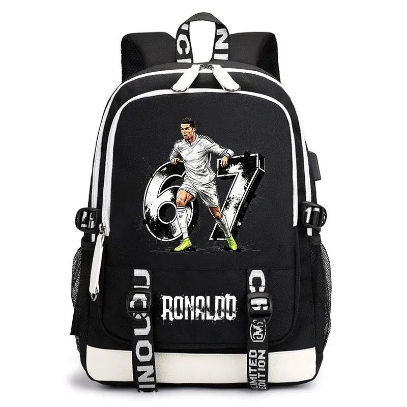 sac à dos décontracté imprimé cr7 ronaldo 67 pour enfants et adolescents, sac d'école léger, sac à dos de voyage quotidien