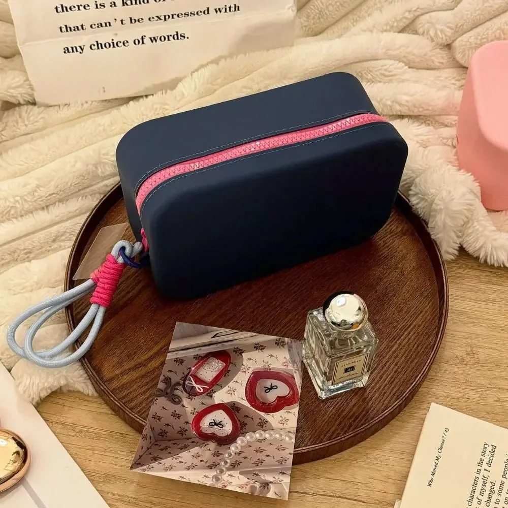 pochette à fermeture éclair, sac de rangement en silicone, porte-carte de crédit, sacs de rouge à lèvres, porte-maquillage en silicone, étanche, grande capacité