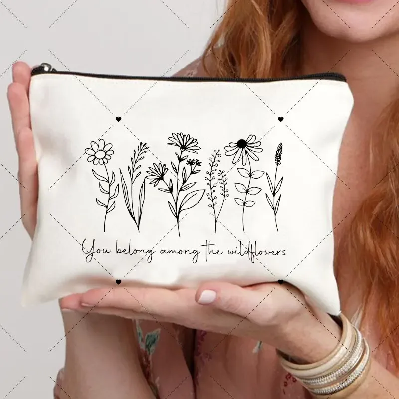 trousse de toilette fleur grenouille pour femme, cadeau de chambre plus lent pour elle, trousse cosmétique, poudres de maquillage, mode voyage