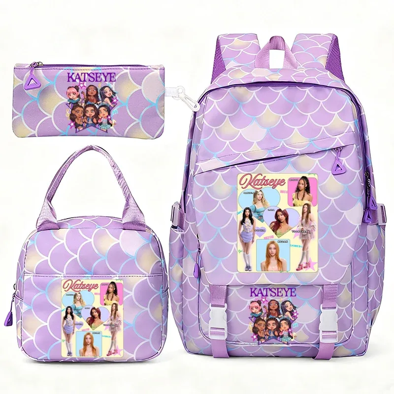 katseye musique sacs à dos pour filles garçons 3 pièces voyage haute capacité étudiants sacs d'école couleur fraîche ordinateur portable mochilas yk2
