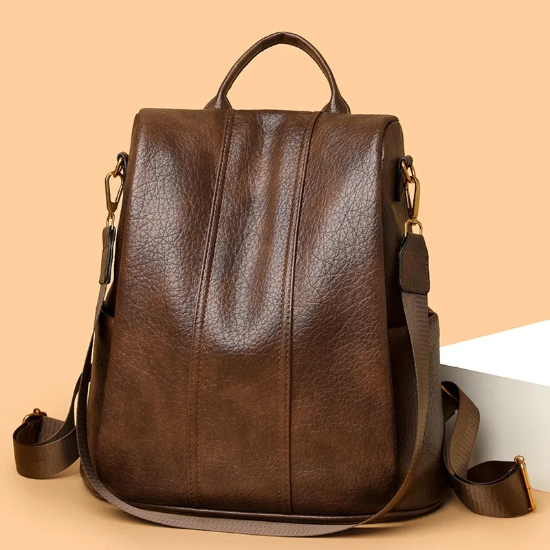 sac à dos en cuir imperméable antivol pour femmes, sacs à bandoulière multifonctionnels de grande capacité pour filles, sacs à dos de voyage mochilas 2026