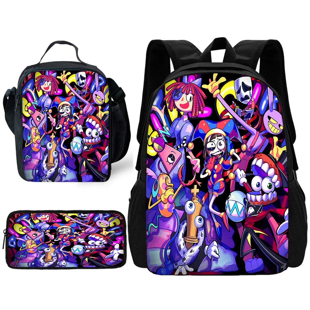 sac à dos d'école pour enfants cartoon a-amazings digitals circus avec sacs à déjeuner, sacs à crayons, sacs d'école pour garçons et filles, meilleur cadeau