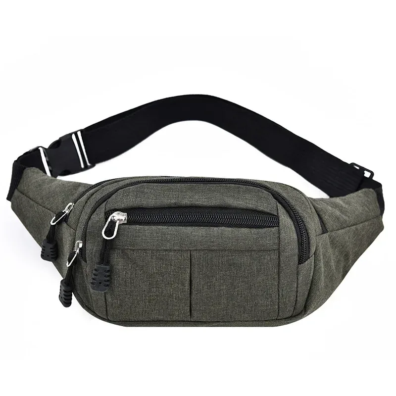 sac banane de taille unisexe pour hommes, sac de poitrine étanche, sac de sport de plein air, pochette en toile, pochette banane à bandoulière