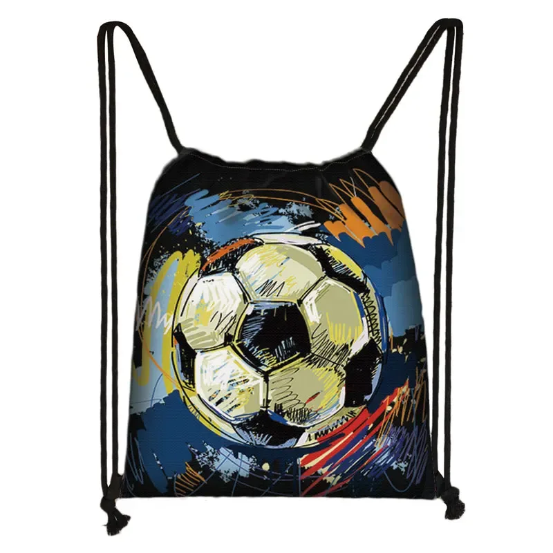 sac à dos de football avec motif de couronne pour hommes, sac à cordon de serrage, sacs de sport en plein air graphiques de football, sacs à bandoulière de grande capacité pour voyage
