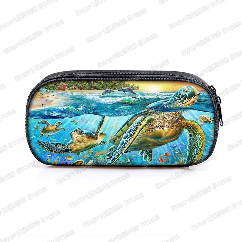 trousse à cosmétiques, animal de mer, tortue, baleine, requin, dauphin, poulpe, trousse d'école pour filles, boîte à crayons, sacs de papeterie mignons, cadeau