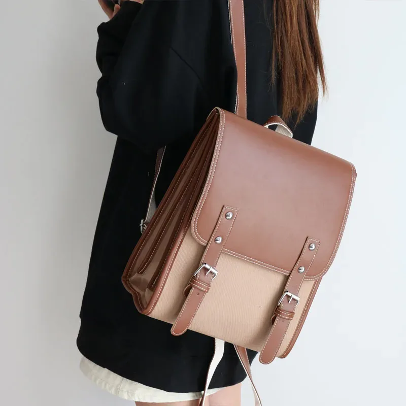 sac à dos de style preppy pour femmes, sac pour ordinateur portable de grande capacité, sacs à dos d'école décontractés pour filles, sacs de voyage en patchwork pour femmes