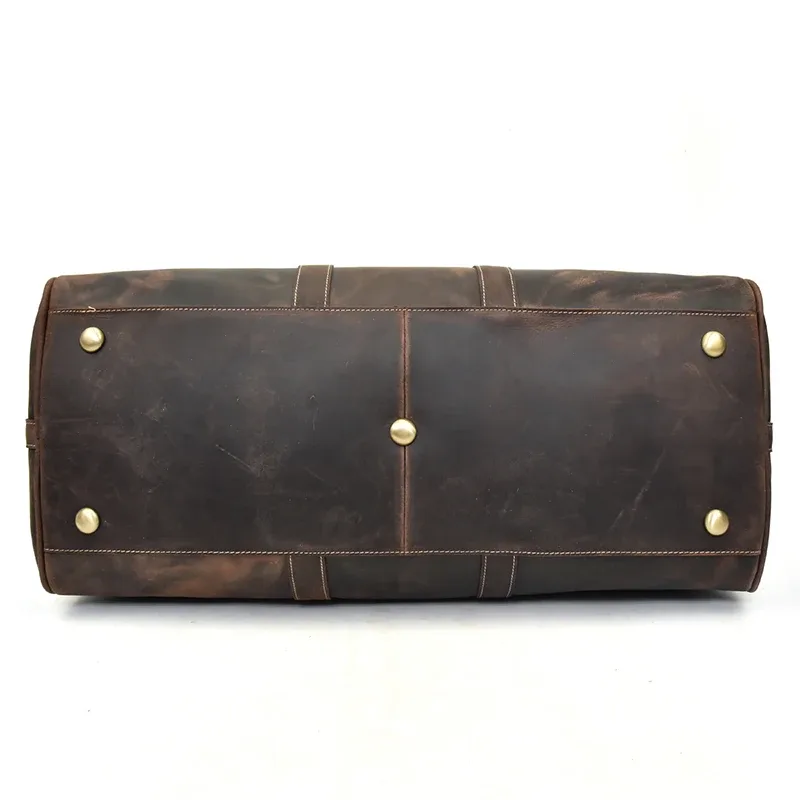 sac de voyage vintage en cuir véritable pour homme, fourre-tout de voyage, grand sac de week-end, sac de sport en peau de vache, bagage à main pour homme, grands sacs à main, 60cm