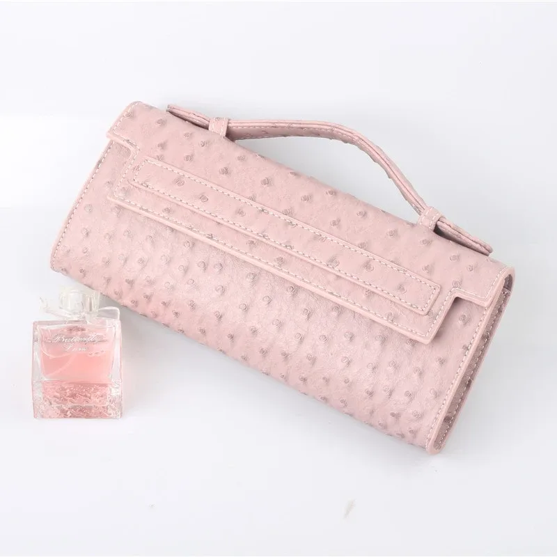 xmessun personnalisé motif d'autruche longue pochette en cuir pu sac fourre-tout de fête de haute qualité sacs à main de créateur ins sac à la mode