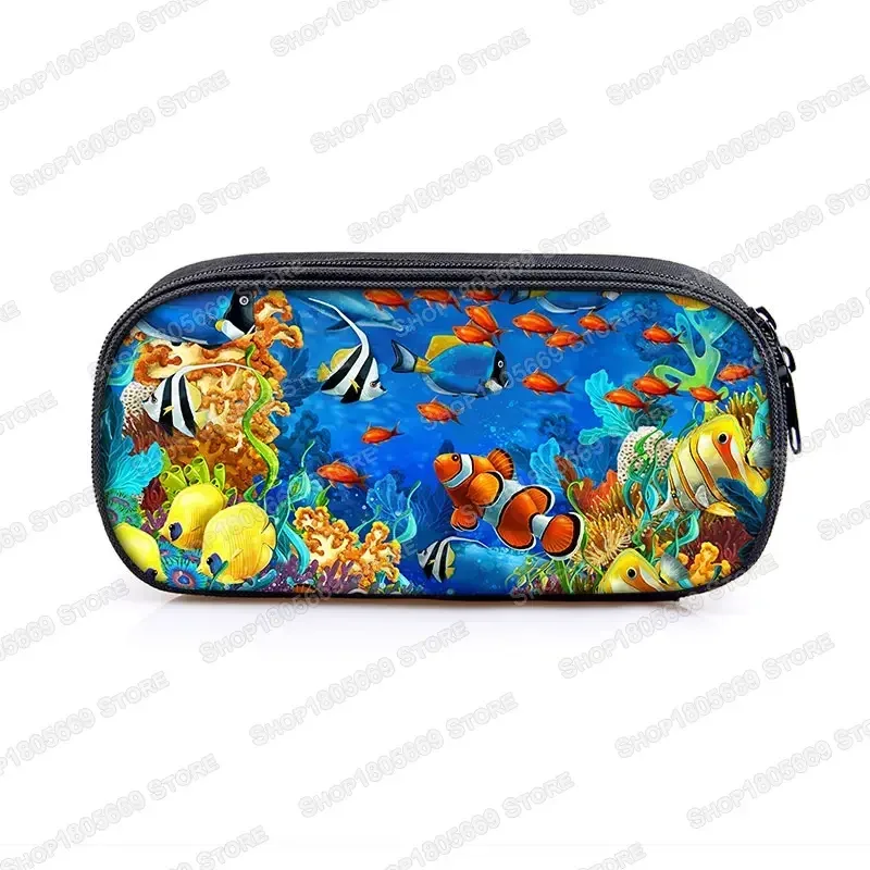 trousse à cosmétiques, animal de mer, tortue, baleine, requin, dauphin, poulpe, trousse d'école pour filles, boîte à crayons, sacs de papeterie mignons, cadeau