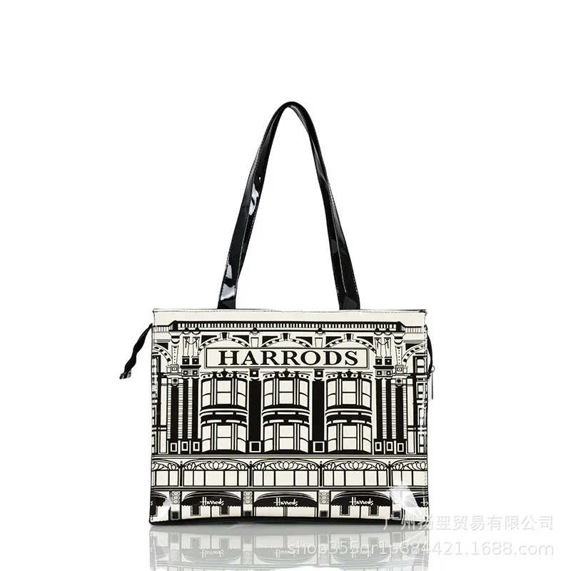 sac fourre-tout imperméable en pvc à imprimé cartoon pour femmes, sac à main décontracté et portable, sac pour le shopping, les trajets quotidiens et l'utilisation quotidienne en extérieur. ﻿