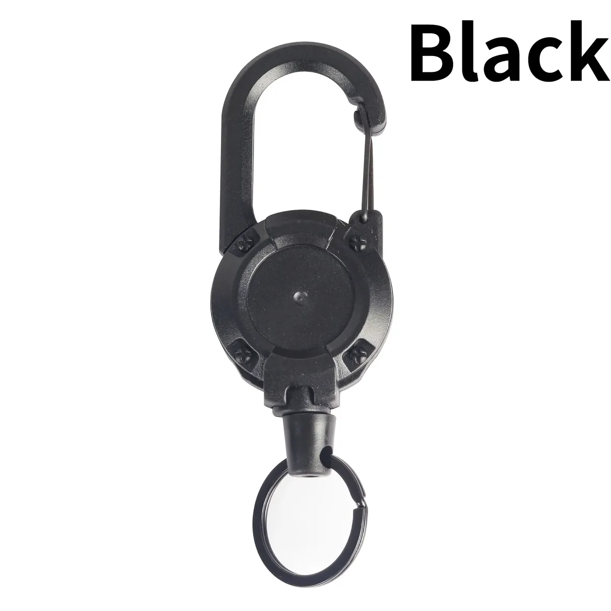 cadenas crochet métal noir porteclé rétractable tige anneau poignet ressort ceinture sac dos militaire usage voyage