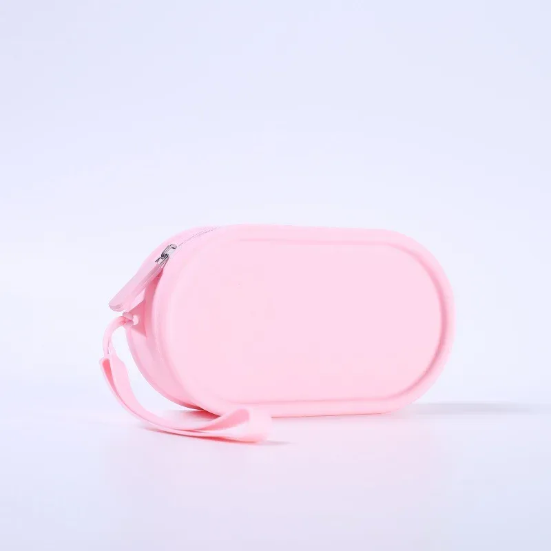 pochette de rangement en silicone, étanche, avec fermeture éclair, sac de maquillage 16,7 cm x 9,1 cm x 4,5 cm, grande capacité, pochette portable