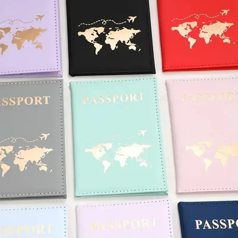 porte-passeport en cuir pu pour hommes et femmes, étui à la mode pour cartes de visite, protection d'identité, sac de couverture de passeport en poudre, 1pc