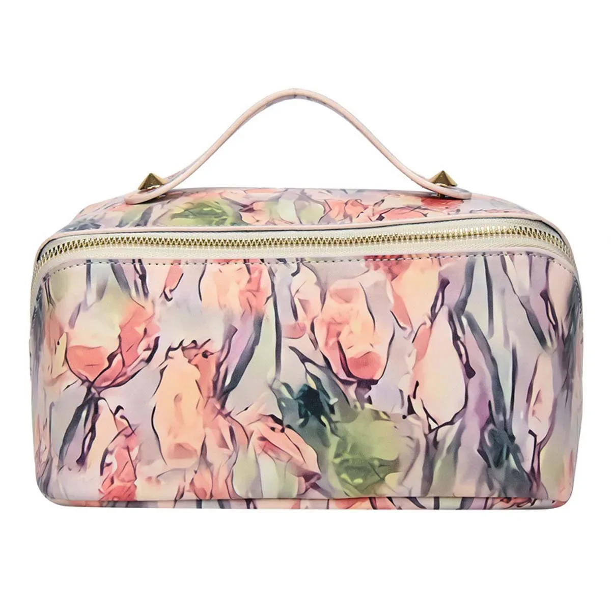 sac de maquillage en cuir pu, nouveau sac à main portable de grande capacité, haut niveau d'apparence, graffiti, sac de rangement de maquillage pratique de voyage