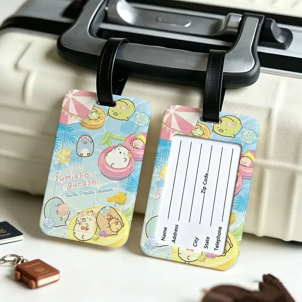 porte-étiquette d'identification anti-perte en pvc flexible sumikko gurashi, anime japonais, pour tous types de sacs de voyage