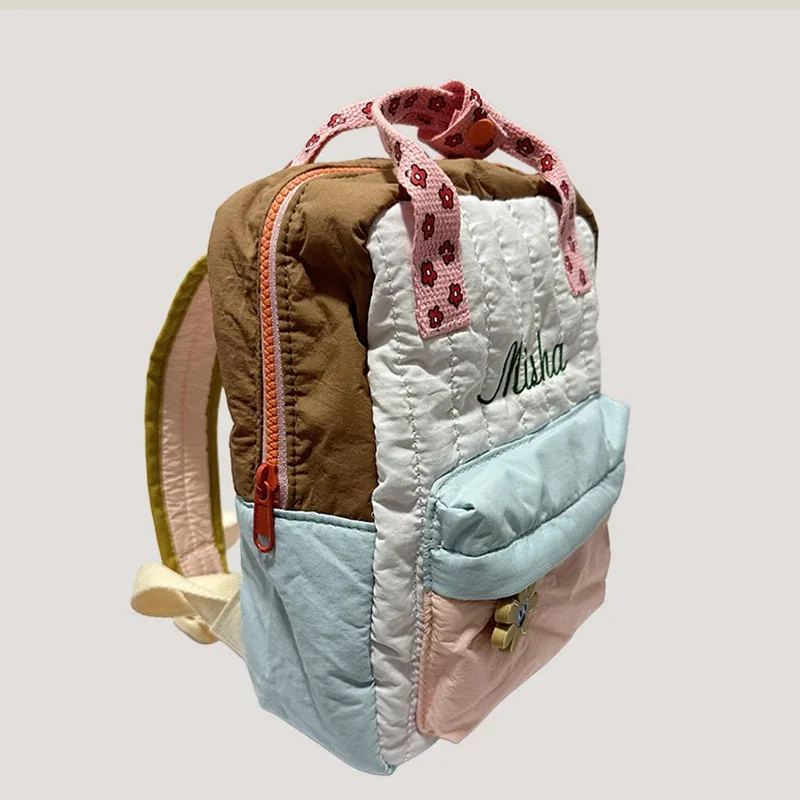 broderie personnalisée/style standard 2 options, blocs de couleurs dopamine, sac à dos élégant, sac à dos décontracté, super mignon !! !