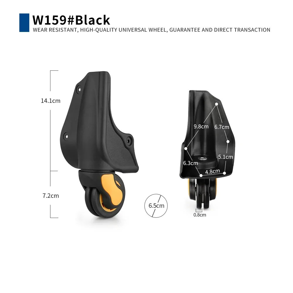 rouleau universel bagage nylon noir froissé structure robuste vis métalliques roulement précision mobilité fluide remplacement accessoire voyage