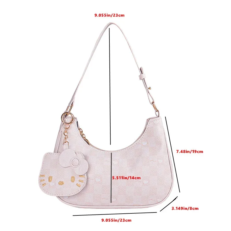 sac à main pour femmes y2k, mignon, à porter sous le bras ou à l'épaule, motif à carreaux, en cuir pu, sac hobo avec pendentif de dessin animé, sac à main quotidien tendance pour filles.