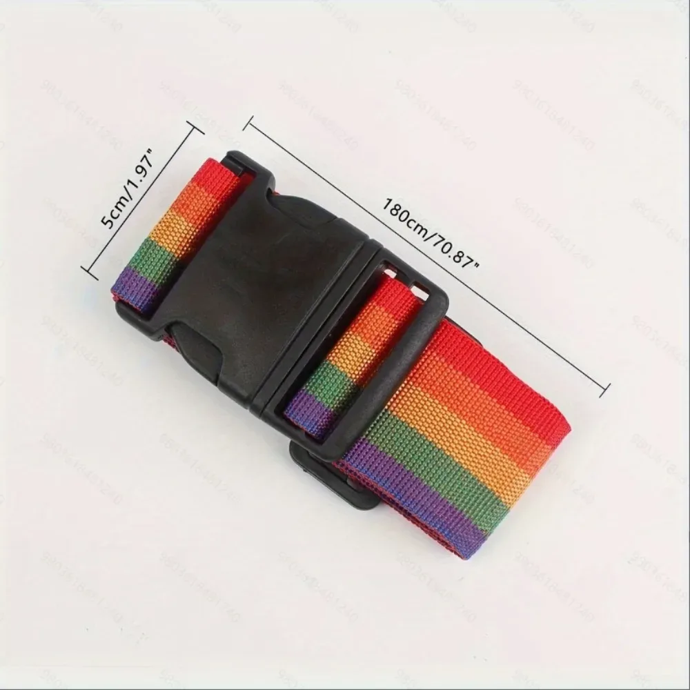 ceinture bagage nylon arc ciel motif robuste boucle rapide voyage adaptation valises diverses tailles